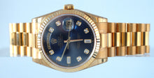Load image into Gallery viewer, Rolex Day Date Yellow Gold with Blue Dial New Old Stock