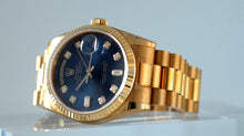Load image into Gallery viewer, Rolex Day Date Yellow Gold with Blue Dial New Old Stock