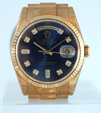 Load image into Gallery viewer, Rolex Day Date Yellow Gold with Blue Dial New Old Stock