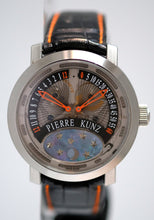Load image into Gallery viewer, Pierre Kunz "Spirit of Challenge" double retrograde with moon phase wristwatch, automatic, water- resistant, titanium wristwatch with retrograde minute and hour, moon phases and a titanium Pierre Kunz buckle.