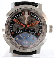 Load image into Gallery viewer, Pierre Kunz "Spirit of Challenge" double retrograde with moon phase wristwatch, automatic, water- resistant, titanium wristwatch with retrograde minute and hour, moon phases and a titanium Pierre Kunz buckle.