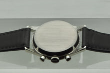 Load image into Gallery viewer, Gallet Steel Chronograph wristwatch, Swiss, "Chronograph." Made in the 1960s. Fine, stainless steel wristwatch with round button chronograph, registers, telemeter and tachometer scales.