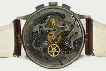 Load image into Gallery viewer, Universal Genève Tri-Compax, Ref. 22279, Steel. Made in 1940s. Fine, manual-winding, stainless steel wristwatch with square button chronograph, registers, tachymeter, triple date and moon phases.
