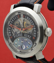 Load image into Gallery viewer, Pierre Kunz "Spirit of Challenge" double retrograde with moon phase wristwatch, automatic, water- resistant, titanium wristwatch with retrograde minute and hour, moon phases and a titanium Pierre Kunz buckle.