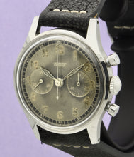 Load image into Gallery viewer, Tissot, Ref. No. 6216-3. Made in the 1950s and sold by Galli Uhren in Zürich, Switzerland. Fine, water resistant, stainless radium dial steel wristwatch with round button chronograph, registers.
