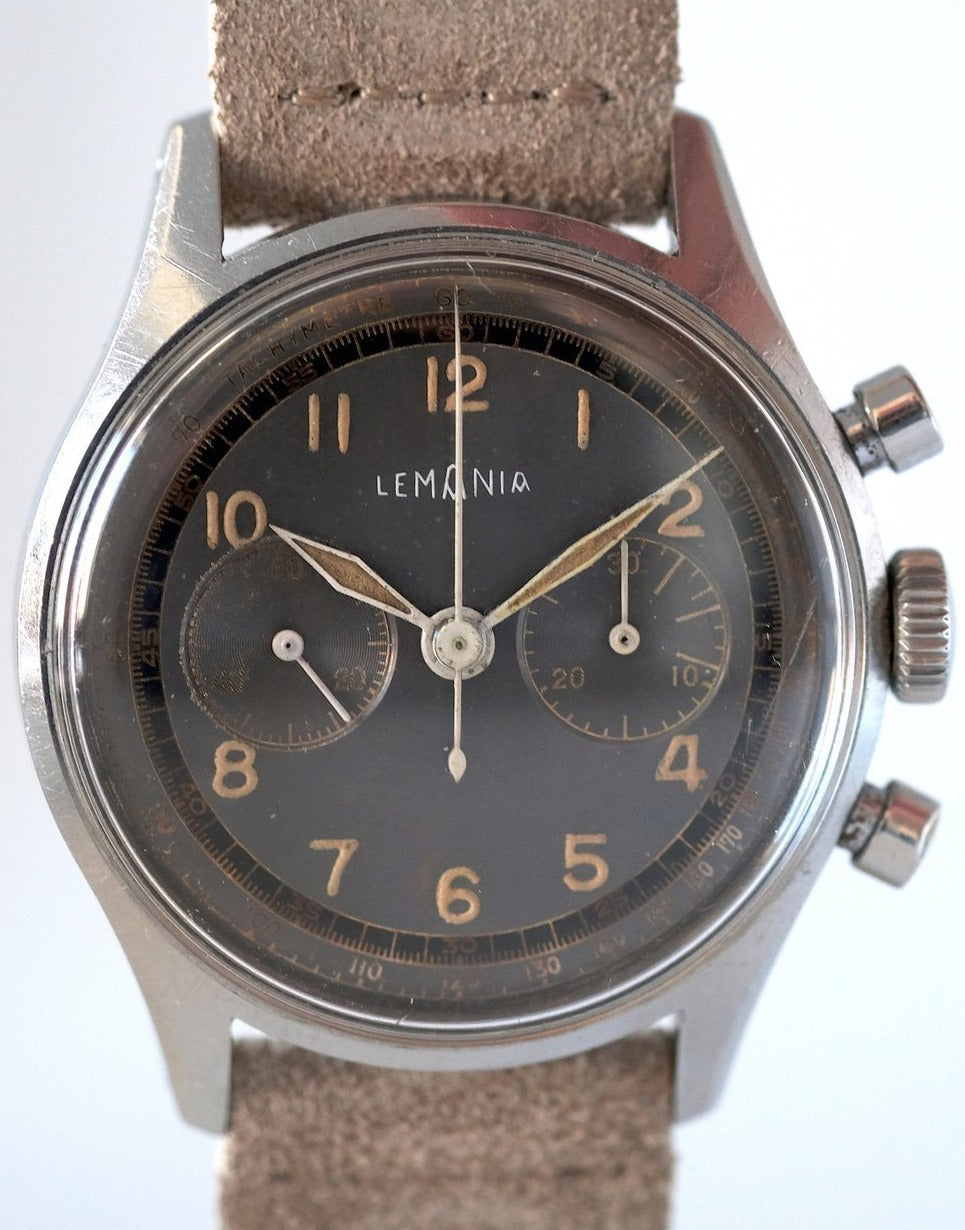 Lemania Chronograph with Patinated Rhodium Dial