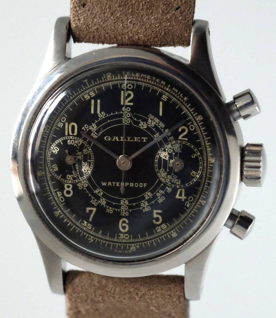 Gallet MultiChron 30mm Clamshell Chronograph with Gilt Dial