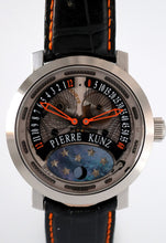 Load image into Gallery viewer, Pierre Kunz &quot;Spirit of Challenge&quot;  double retrograde with moon phase wristwatch, automatic, water- resistant, titanium wristwatch with retrograde minute and hour, moon phases and a titanium Pierre Kunz buckle.
