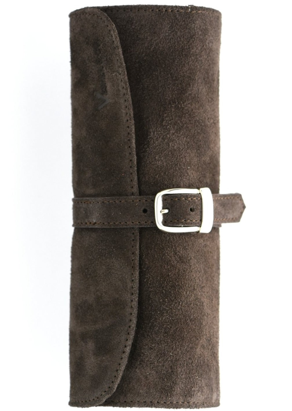 Suede Leather Watch Travel Tube in Seal Brown