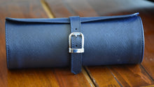 Load image into Gallery viewer, Saffiano Leather Watch Travel Tube in Navy Blue
