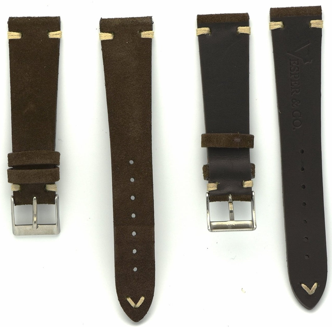 Suede Leather Watch Strap in Dark Brown