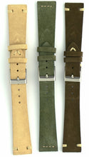 Load image into Gallery viewer, Suede Leather Watch Strap in Military Green
