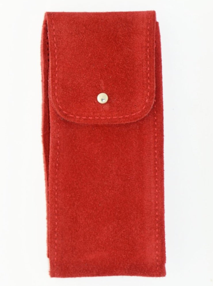 Suede Leather Watch Pouch in Cherry Red