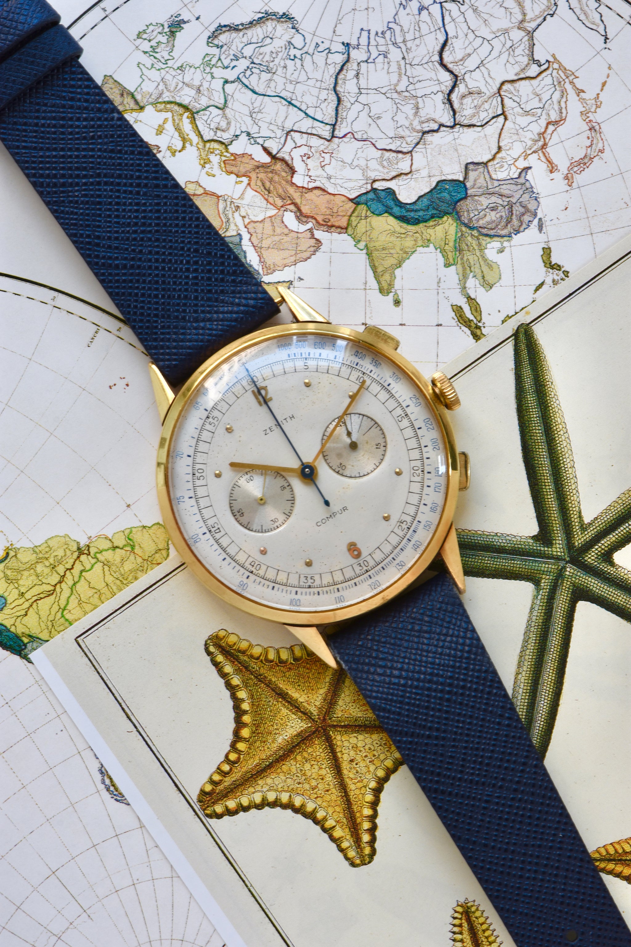 Zenith Cronograph tricompax 18k solid yellow gold case ref