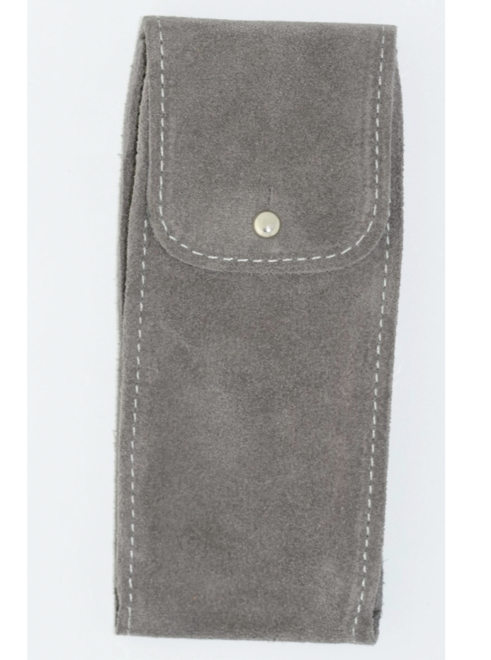 Suede Leather Watch Pouch in Light Grey