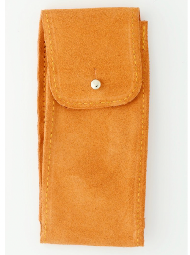 Suede Leather Watch Pouch in Turmeric