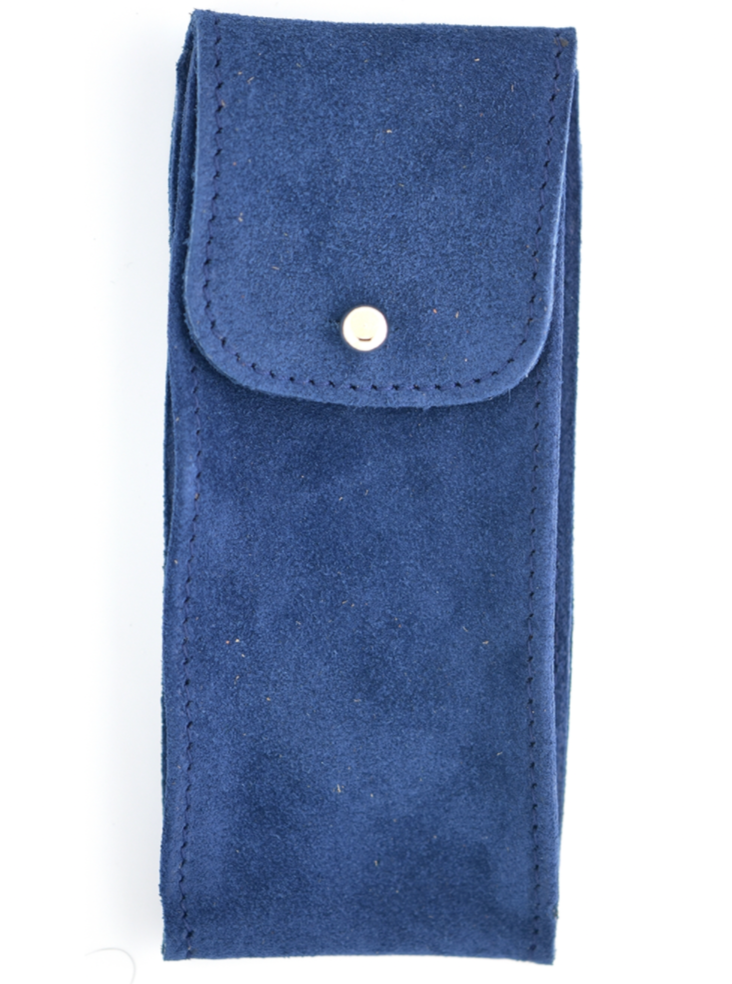 Suede Leather Watch Pouch in Marine Blue